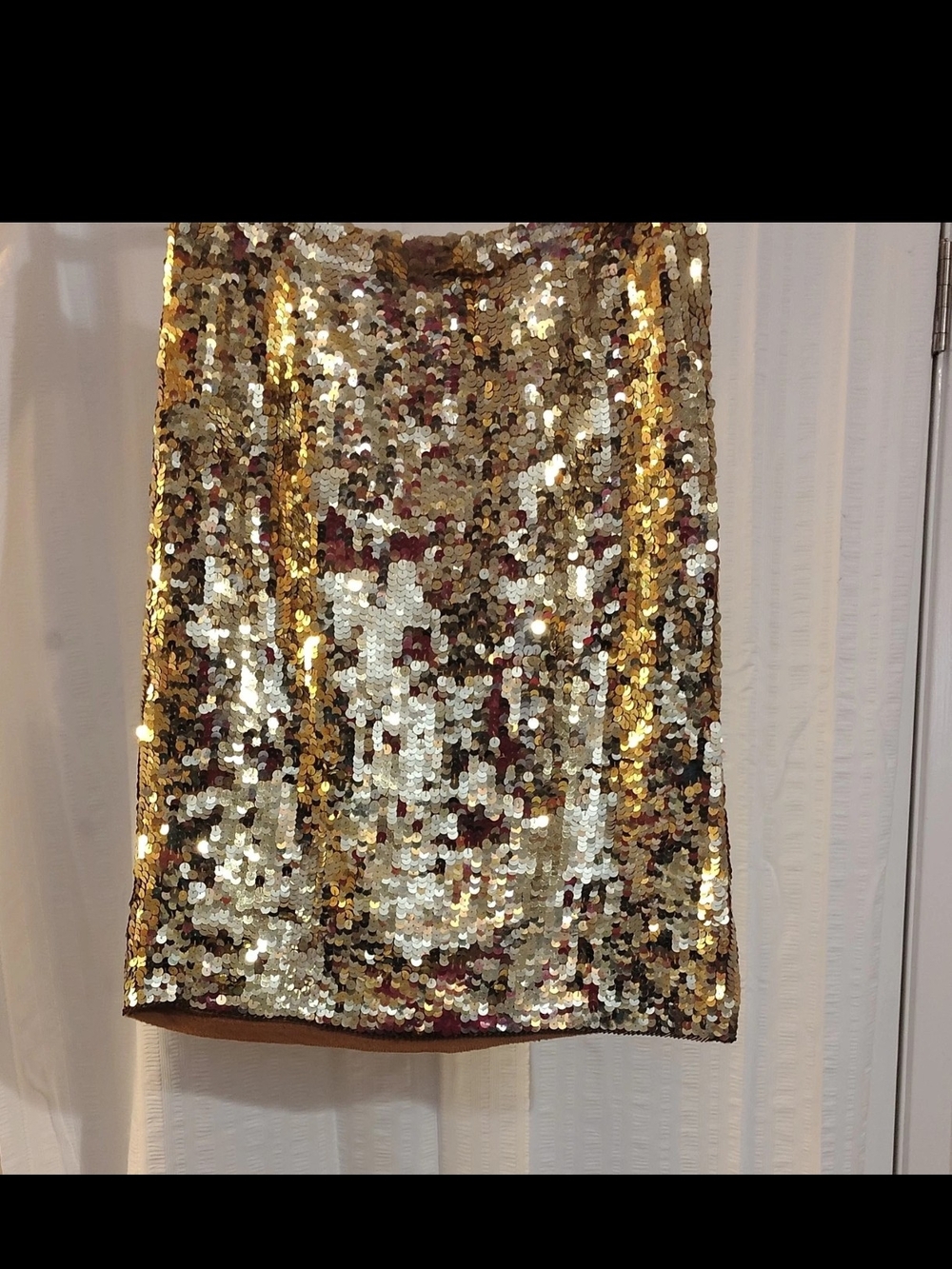 Neiman Marcus Cathy Harwick Gold Sequin Mini Skirt Lambswool Size L